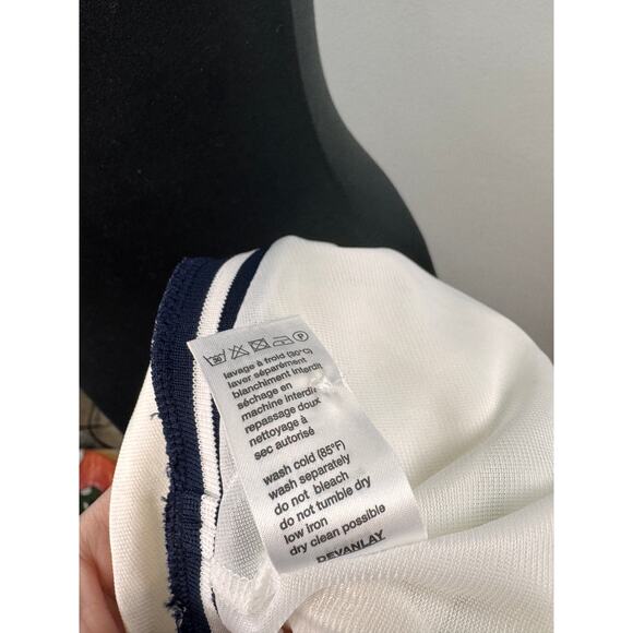 LACOSTE White Navy Blue Stripe Down Tennis Quick Dry Tennis Golf Dress 34 RARE - Picture 8 of 8